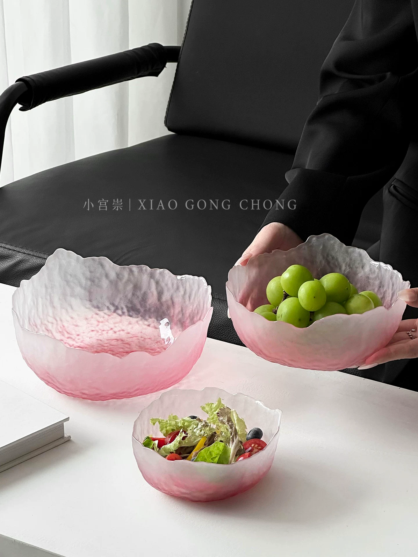 Bộ bát tráng miệng làm bằng thủy tinh mờ cao cấp, dùng trong gia đình, bộ bát thủy tinh sáng tạo kiểu sông băng, đĩa đựng đồ ăn nhẹ và hoa quả khô, bát tráng miệng.