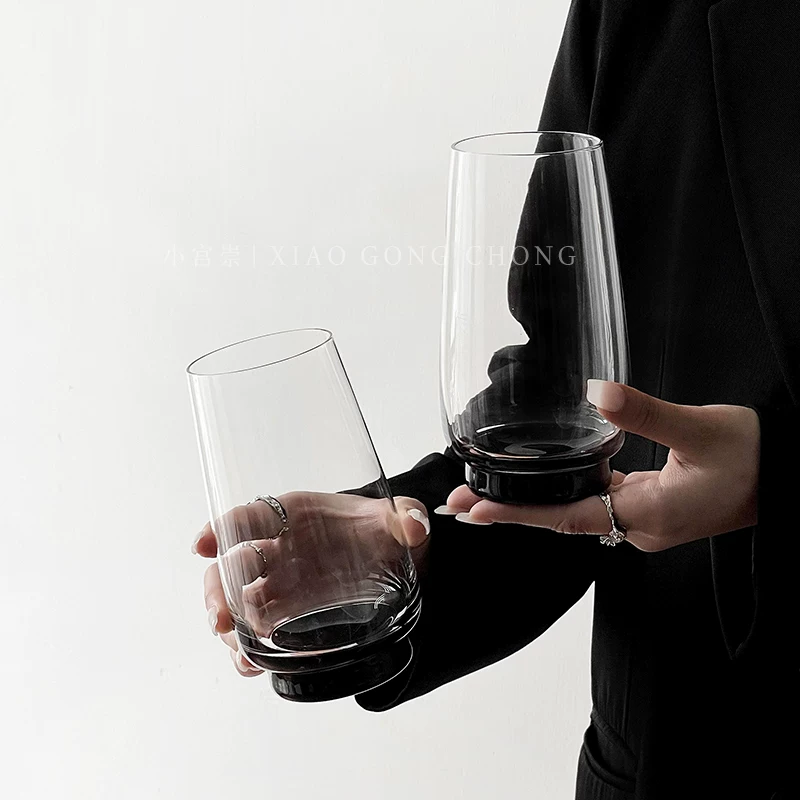 Ly nước ép ngắn màu đen cao cấp, thiết kế độc đáo theo phong cách ins, ly uống nước lạnh, ly thủy tinh, ly cà phê, ly mojito