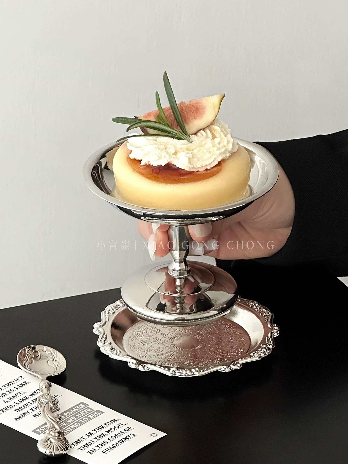 Bát tráng miệng kiểu cung điện bằng thép không gỉ 304 phong cách Ins, cốc đựng bánh pudding cổ điển cao cấp, bát kem, bát sữa trứng cao