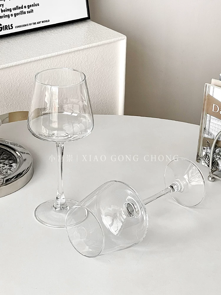 Ly rượu cổ điển châu Âu, bộ 2, ly rượu vang thủy tinh đỏ tía thủ công, ly rượu vang đỏ pha lê, phong cách ins