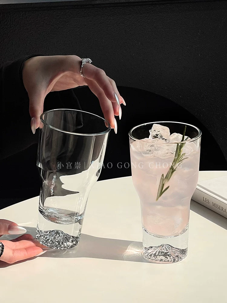 Ly thủy tinh nhìn ra núi, dung tích lớn, ly bia phong cách ins, ly nước ép, ly đá cao cấp, ly trà, ly sữa.