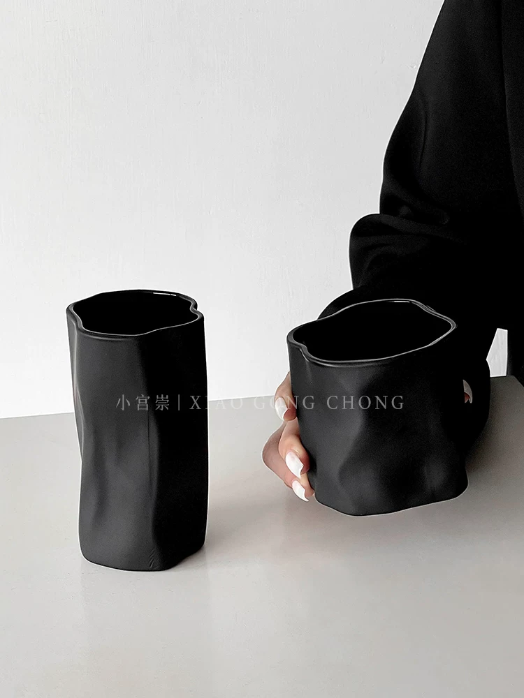 Ly thủy tinh đen mờ cao cấp, phong cách ins, cá tính độc đáo, ly nước gia dụng, ly đựng đồ uống cao cấp, ly nước ép.