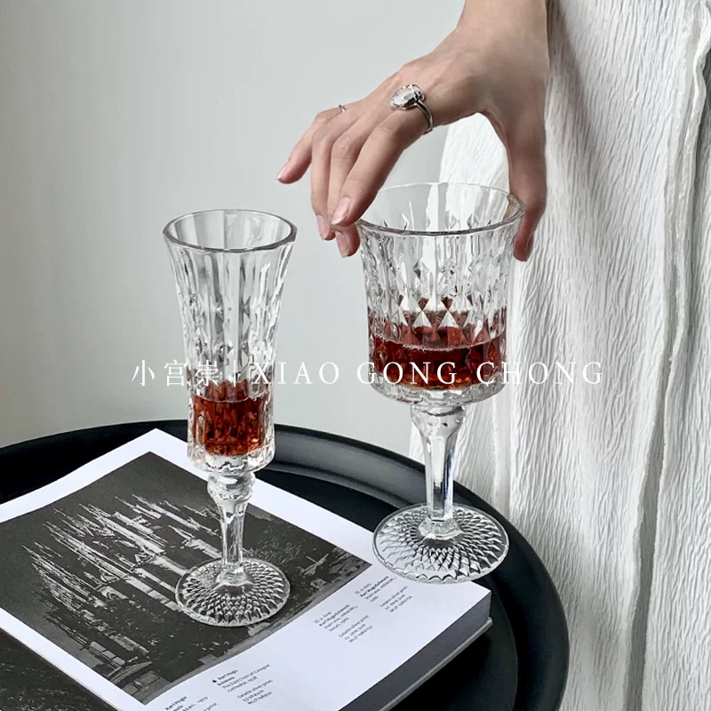 Ly rượu kiểu cổ điển, ly thủy tinh cao cấp, ly sâm panh, ly rượu vang đỏ, ly kiểu Pháp.
