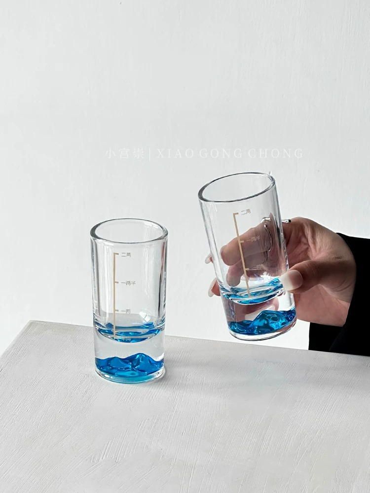 Bộ ly rượu vang trắng Creative Blue Mountain dùng trong gia đình, nhẹ nhàng sang trọng, cao cấp có vân, 0.1kg dụng cụ đựng rượu, ly rượu cao cấp