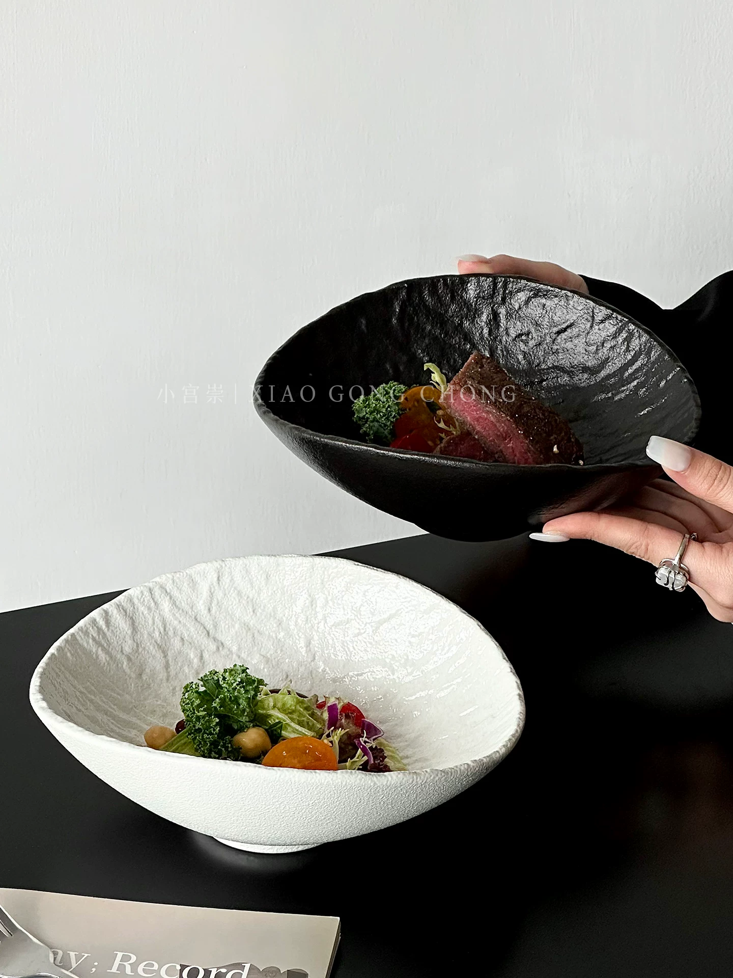Bát salad, bát ăn sáng, đĩa steak cao cấp, đĩa mì kiểu Tây, bộ đồ ăn kiểu Tây, đĩa sâu lòng, họa tiết thông độc đáo và phong cách.