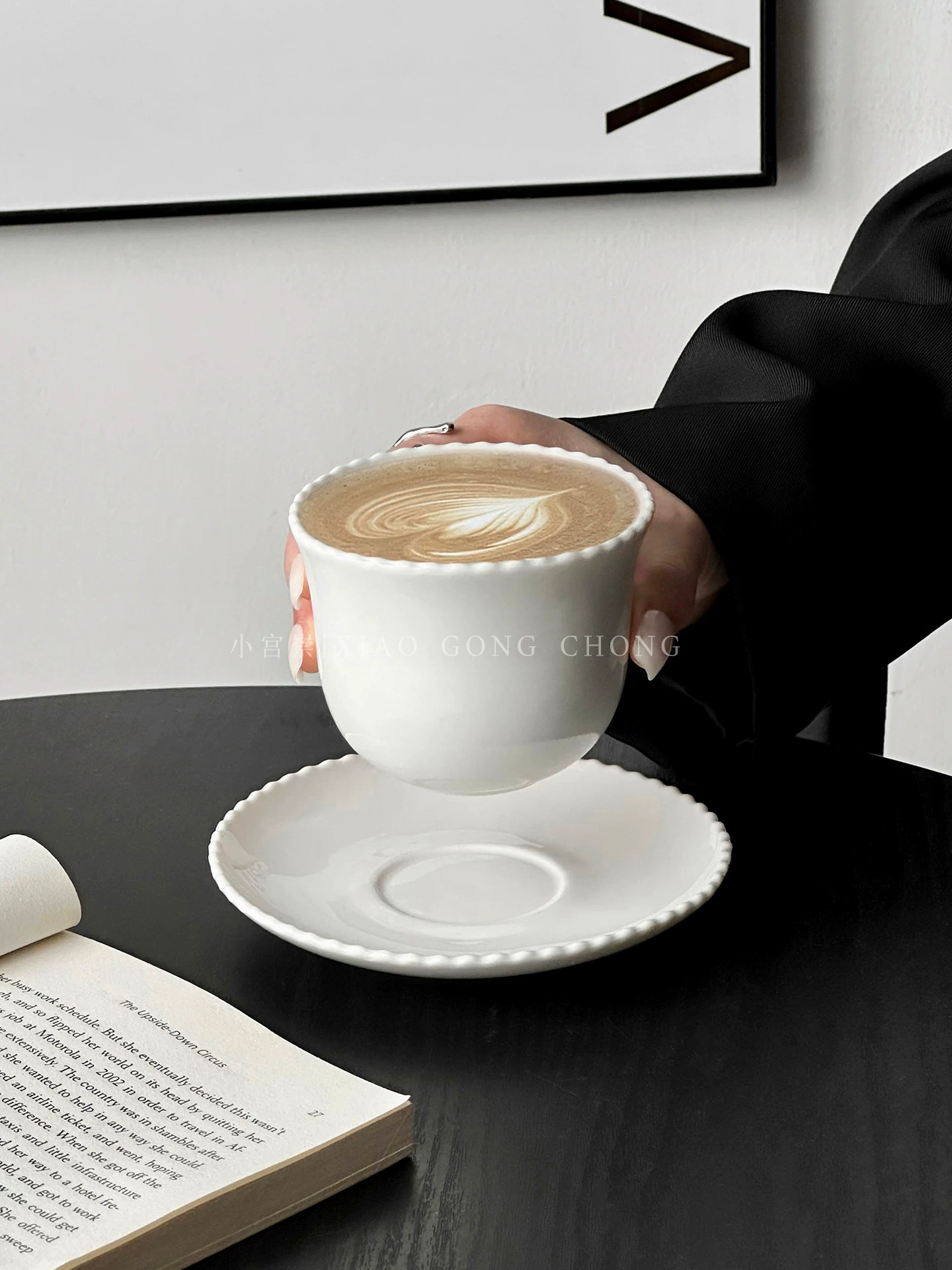 Tách và đĩa sứ hình chuông kiểu Nhật, tách cà phê, tách cầm tay, tách nghệ thuật latte cao cấp, tách trà chiều, tách ăn sáng