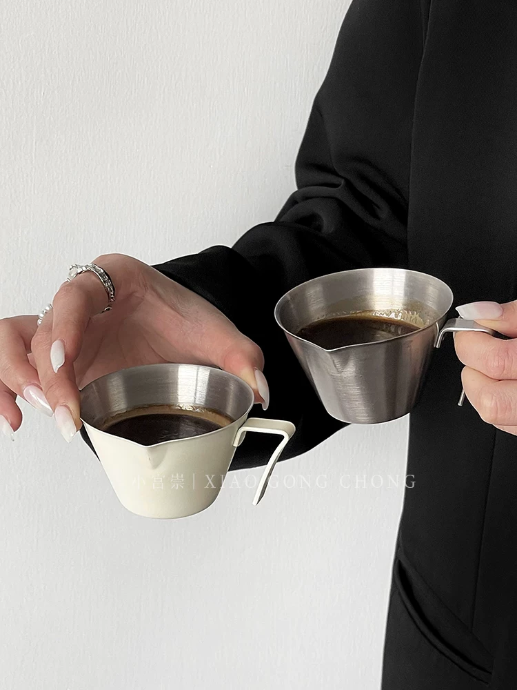 Cốc đo bằng thép không gỉ 304 cốc chiết xuất cà phê espresso có tay cầm cốc ounce cốc sữa có cân 100ml