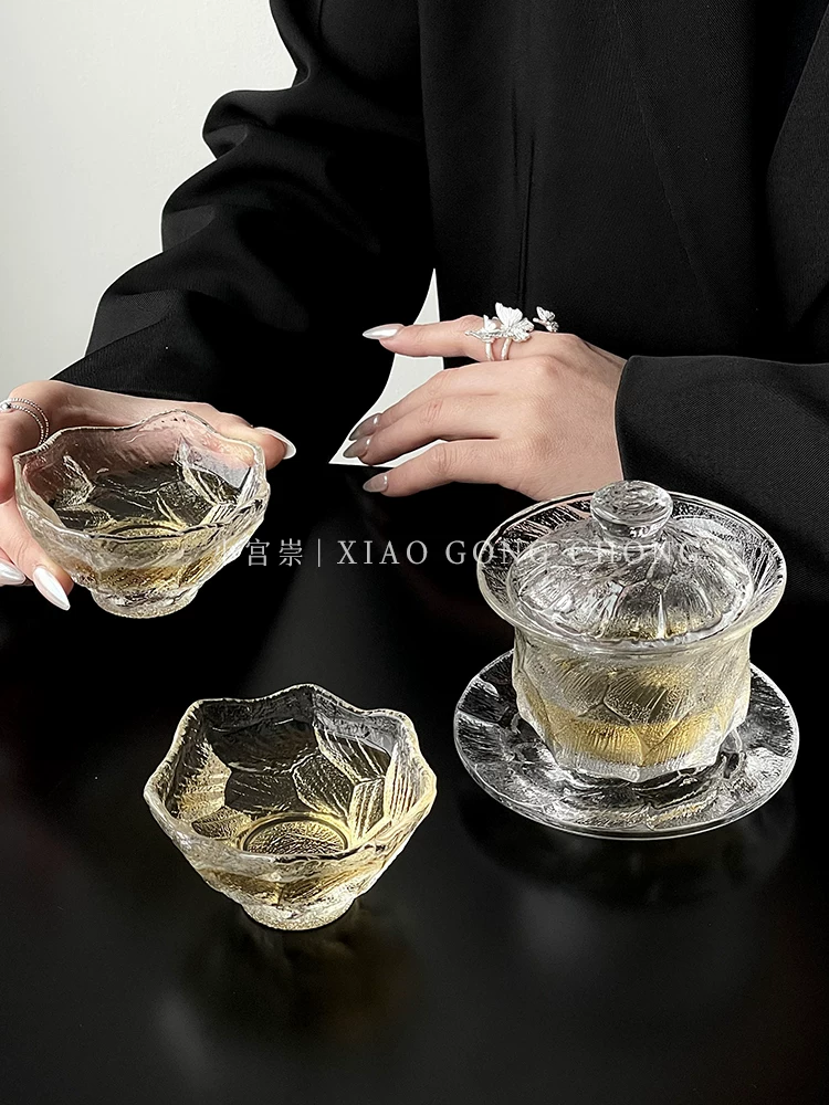 Bộ tách trà thủy tinh đen, tách trà, nắp, bát và đĩa, phụ kiện bộ trà kung fu gia dụng kiểu Nhật, dụng cụ chia trà, tách trà dùng để nếm thử.