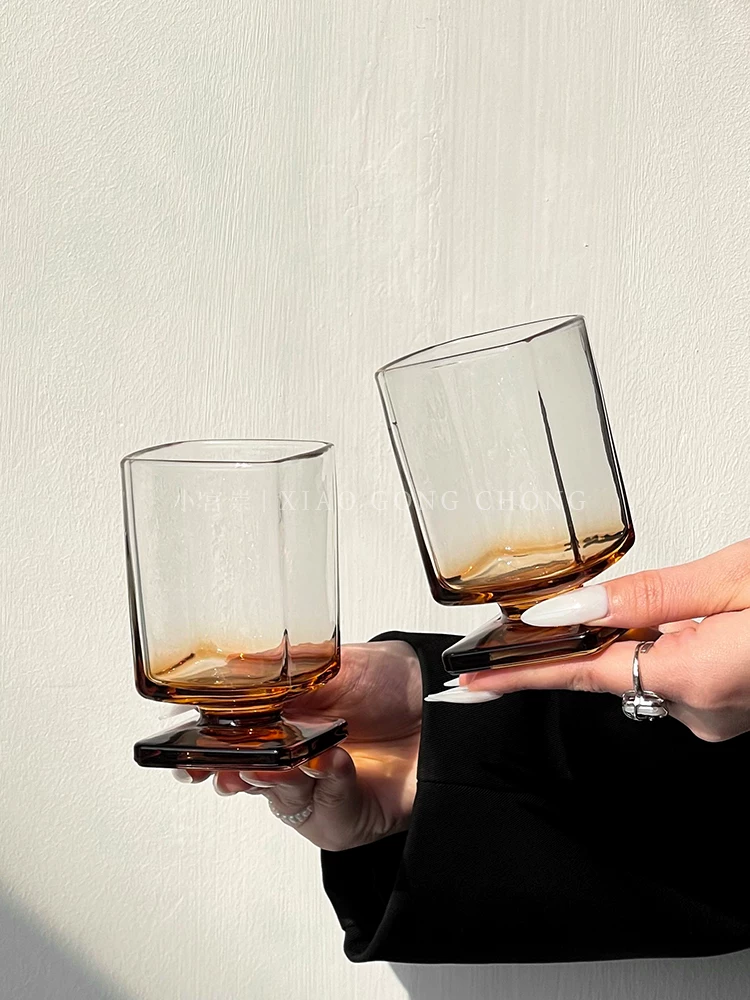 Ly thủy tinh ngắn kiểu Melard thời trung cổ, ly thủy tinh kiểu ins, ly nước ép, ly cà phê đá Americano, ly cocktail.