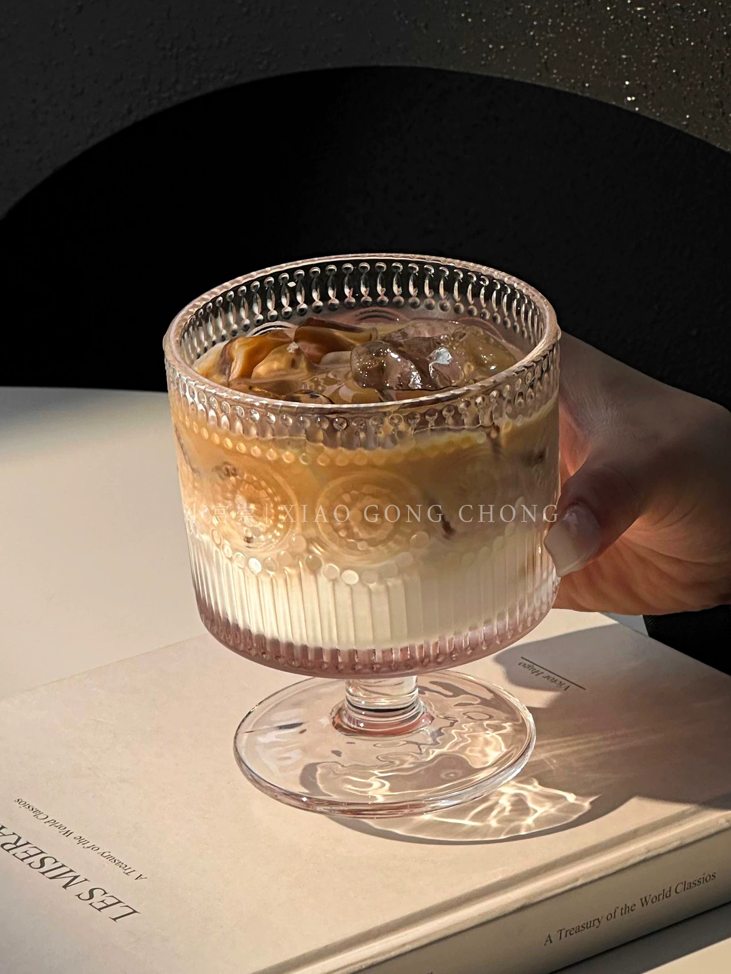 Ly thủy tinh hoa hướng dương nổi gân, ly rượu phong cách ins cao cấp, ly cocktail cao cấp, ly nước ép