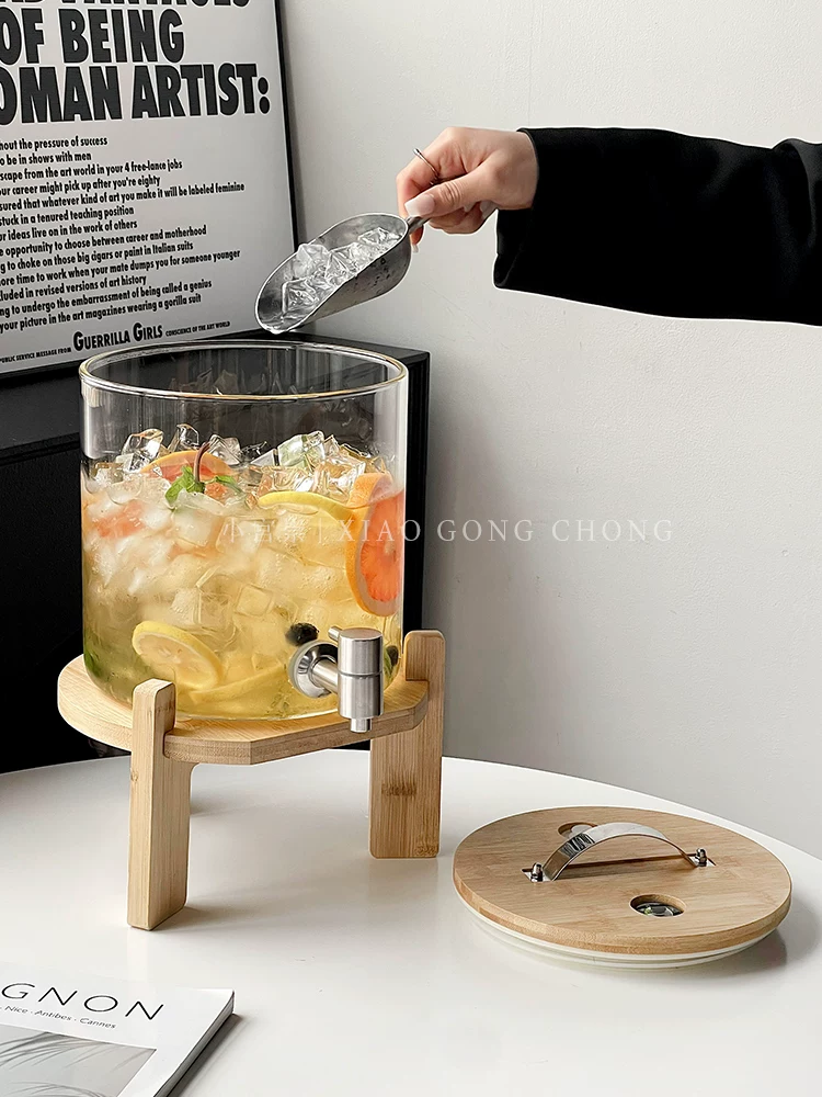 Thùng đựng nước ép tự phục vụ, thùng đựng đồ uống cola bia, bình nước lạnh bằng thủy tinh chịu nhiệt cao, thùng đựng rượu dung tích lớn, thùng đựng trà trái cây