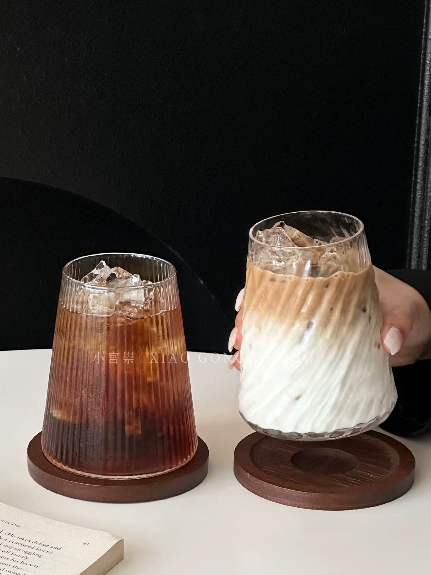 Ly núi Phú Sĩ cao cấp, ly thủy tinh đơn giản dùng cho Americano đá, latte, cà phê, đồ uống lạnh, trà trái cây, ly đựng đồ uống.
