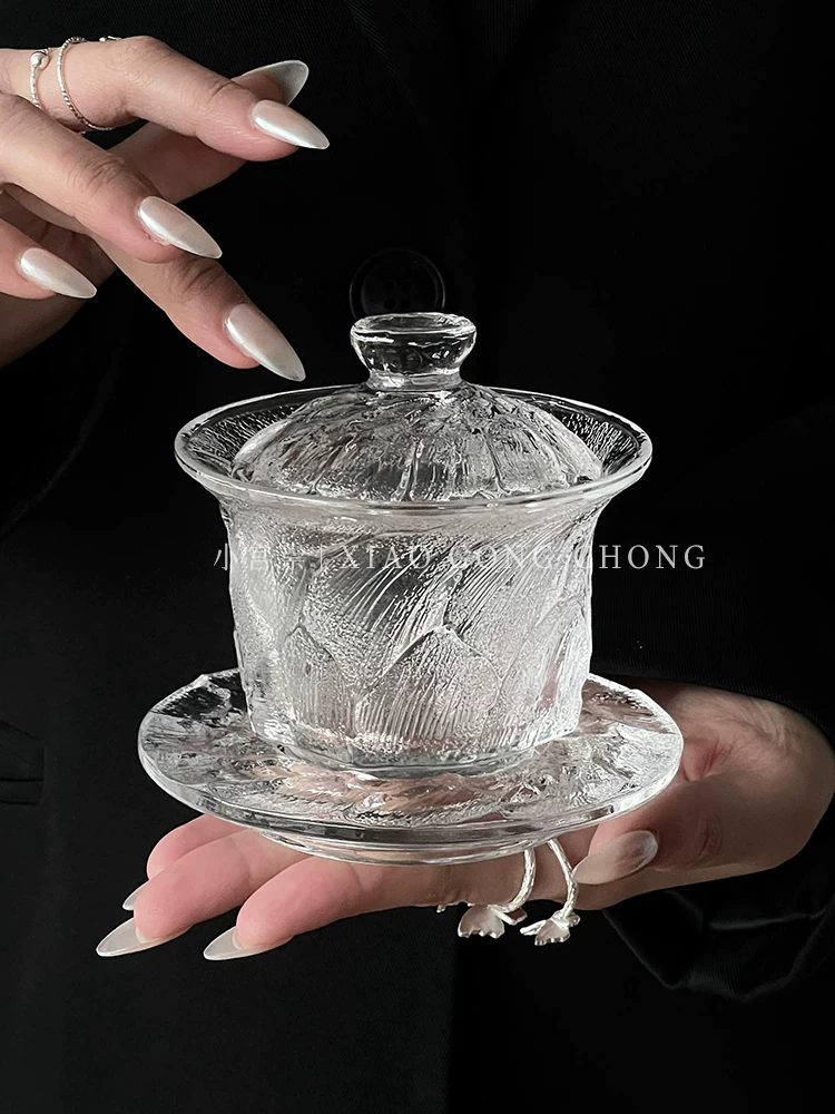 Bộ tách trà thủy tinh đen, tách trà, nắp, bát và đĩa, phụ kiện bộ trà kung fu gia dụng kiểu Nhật, dụng cụ chia trà, tách trà dùng để nếm thử.