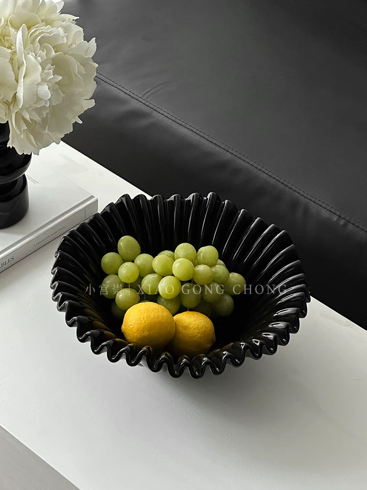 Đĩa trái cây hình sóng dùng trong phòng khách, đĩa trái cây bằng gốm sứ cao cấp, sức chứa lớn, nhẹ nhàng sang trọng, giỏ trái cây tinh tế, đĩa đựng trái cây sấy khô