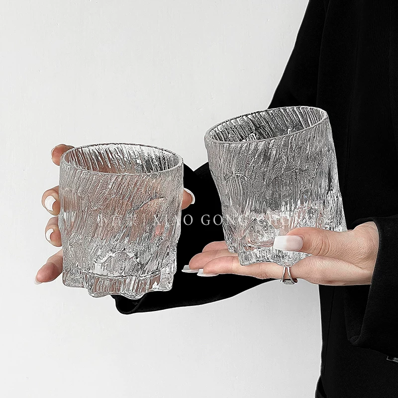 Cốc đá cao cấp, cốc rượu whisky sang trọng sáng tạo, cốc rượu nước ngoài, cốc đá có họa tiết đá, cốc nước thủy tinh gia dụng kiểu cổ điển