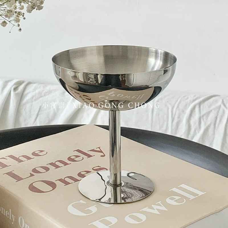 Bát tráng miệng bằng thép không gỉ 304 kiểu Ins, cốc kem, ly cocktail cao, đạo cụ chụp ảnh và đồ trang trí cho người viết blog về ẩm thực