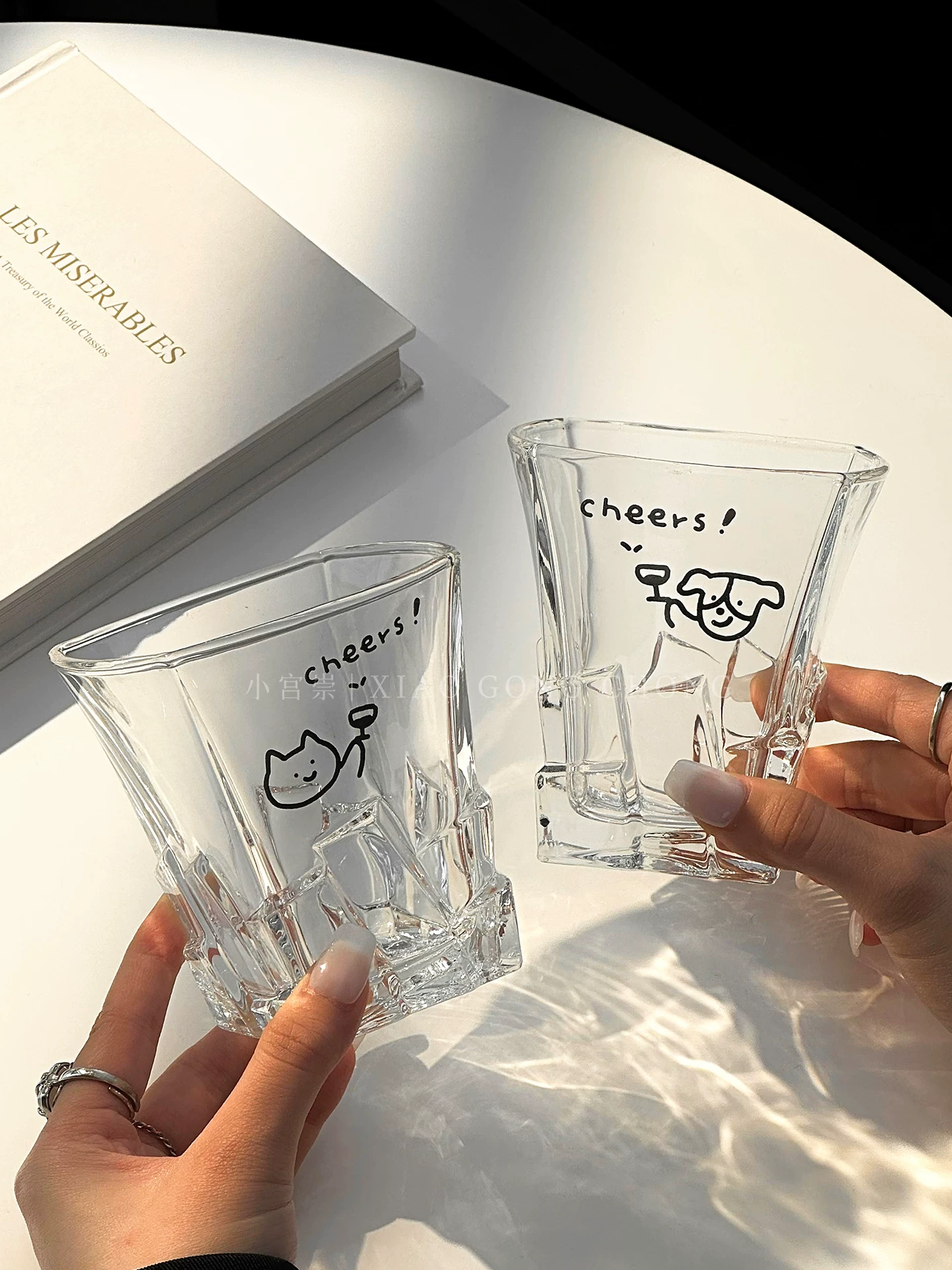 Ly rượu whisky hình mèo và chó dễ thương, ly đá cao cấp, cốc nước ép, cốc cà phê đá Americano, cốc nước