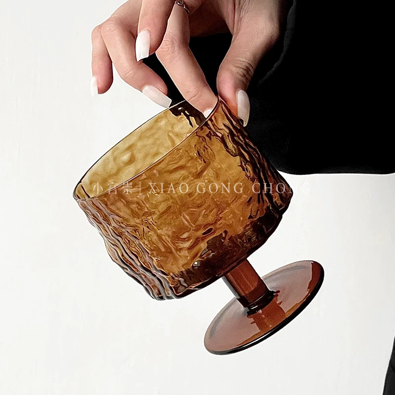 Thiết kế độc đáo Ly cổ điển Maillard ly thủy tinh vỏ cây ly rượu cao ly cà phê cao cấp ly nước ép