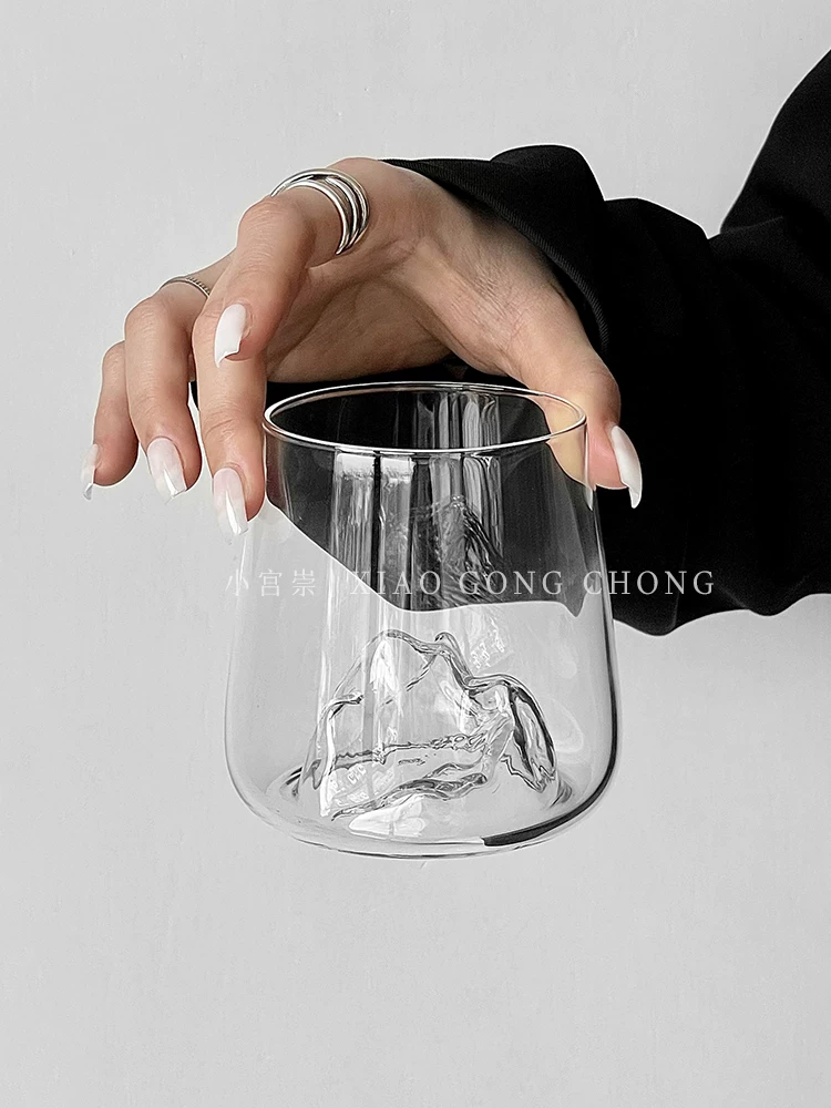 Cốc phong cách cổ điển Trung Hoa núi Phú Sĩ, cốc thủy tinh borosilicate chịu nhiệt cao, cốc trà, cốc rượu gia dụng, cốc ngắm cảnh núi, cốc sữa chua, cốc nước.