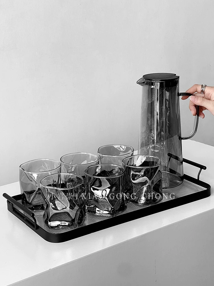 Bộ cốc nước pha lê cao cấp, thẩm mỹ cao, dùng trong phòng khách, bình nước lạnh dung tích lớn, ly thủy tinh, tách trà.