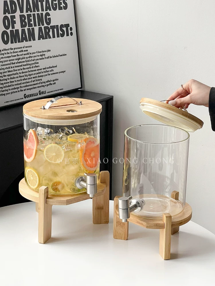 Thùng đựng nước ép tự phục vụ, thùng đựng đồ uống cola bia, bình nước lạnh bằng thủy tinh chịu nhiệt cao, thùng đựng rượu dung tích lớn, thùng đựng trà trái cây