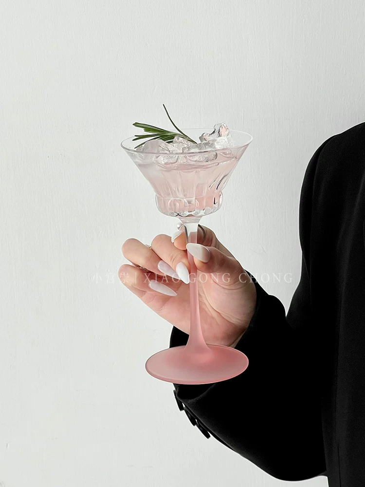 Ly rượu màu hồng mờ phong cách sáng tạo, ly cocktail thủy tinh Kimura kiểu Nhật cao cấp, ly rượu sâm banh, ly rượu tráng miệng