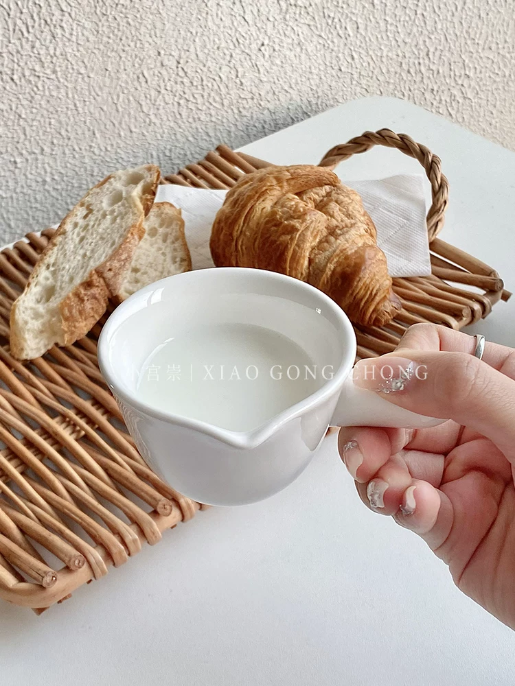 Ly sữa nhỏ bằng gốm sứ nhiều màu kiểu Hàn Quốc có tay cầm, bát đựng nước chấm gia dụng nhỏ, bát đựng gia vị, bát đựng nước chấm, cốc đựng kem.
