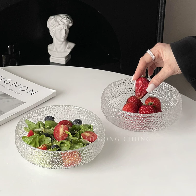 Nhật Bản Bát Thủy Tinh Bát Salad Trái Cây Hộ Gia Đình Cao Cấp Tròn Món Tráng Miệng Bát Kem Ngũ Cốc Bát Ăn Sáng