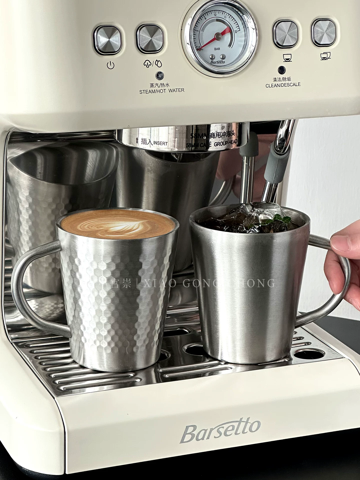 Cốc inox 304 kiểu Mỹ có tay cầm, cốc cà phê hai lớp, cốc bia nhà hàng, cốc trà, cốc sữa