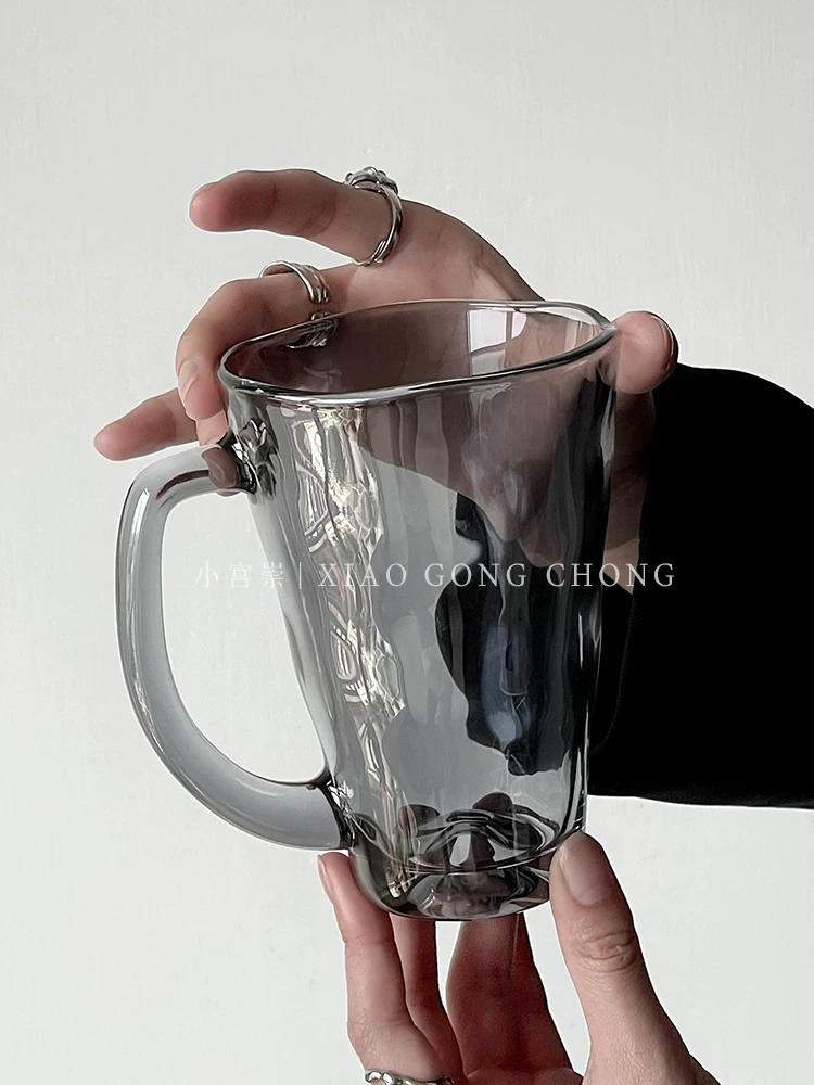 Ly thủy tinh cao cấp, độc đáo, hình dạng bất thường, có quai cầm, thích hợp dùng trong gia đình, ly bia thời trang, ly nước ép, ly sữa, ly cà phê.