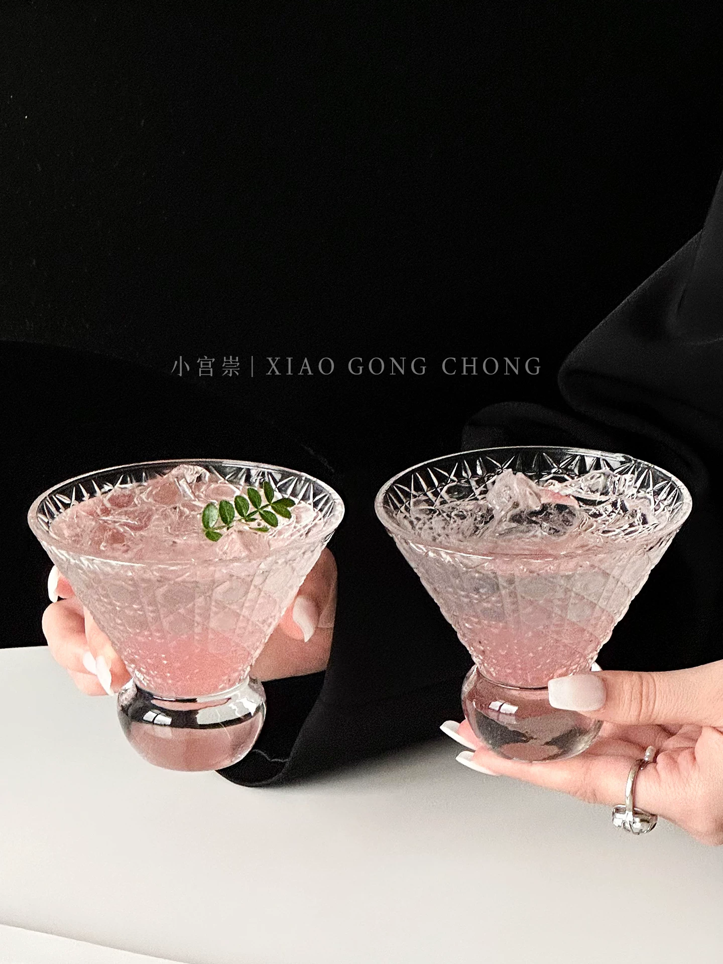 Ly thủy tinh cao, họa tiết đá quý cổ điển, sang trọng, độc đáo, thích hợp cho Americano đá, nước ép hoặc nước có ga.