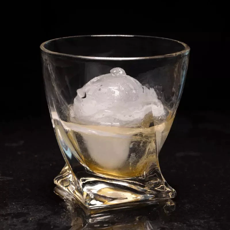Khay làm đá viên hình cầu bốn ngăn có nắp, khay làm đá viên tròn bằng silicon dành cho rượu whisky, khuôn làm đá viên hình cầu cho bartender.