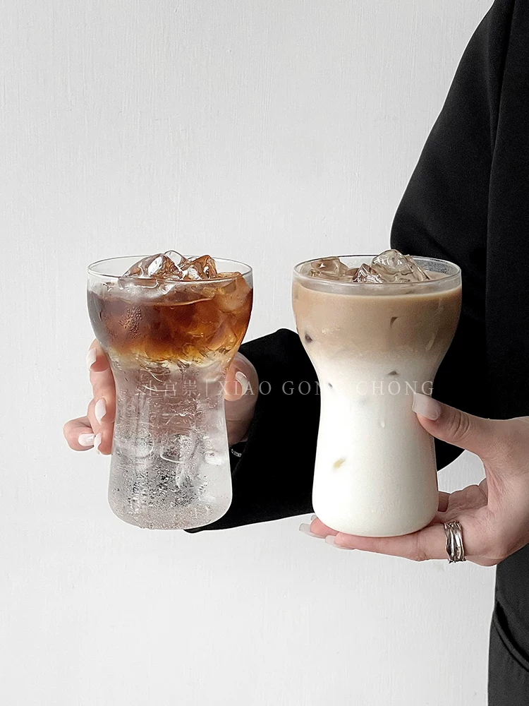 Ly cà phê latte kiểu Mỹ, ly thủy tinh chịu nhiệt độc đáo, ly nước có ga pha lạnh, ly ăn sáng, ly sữa.