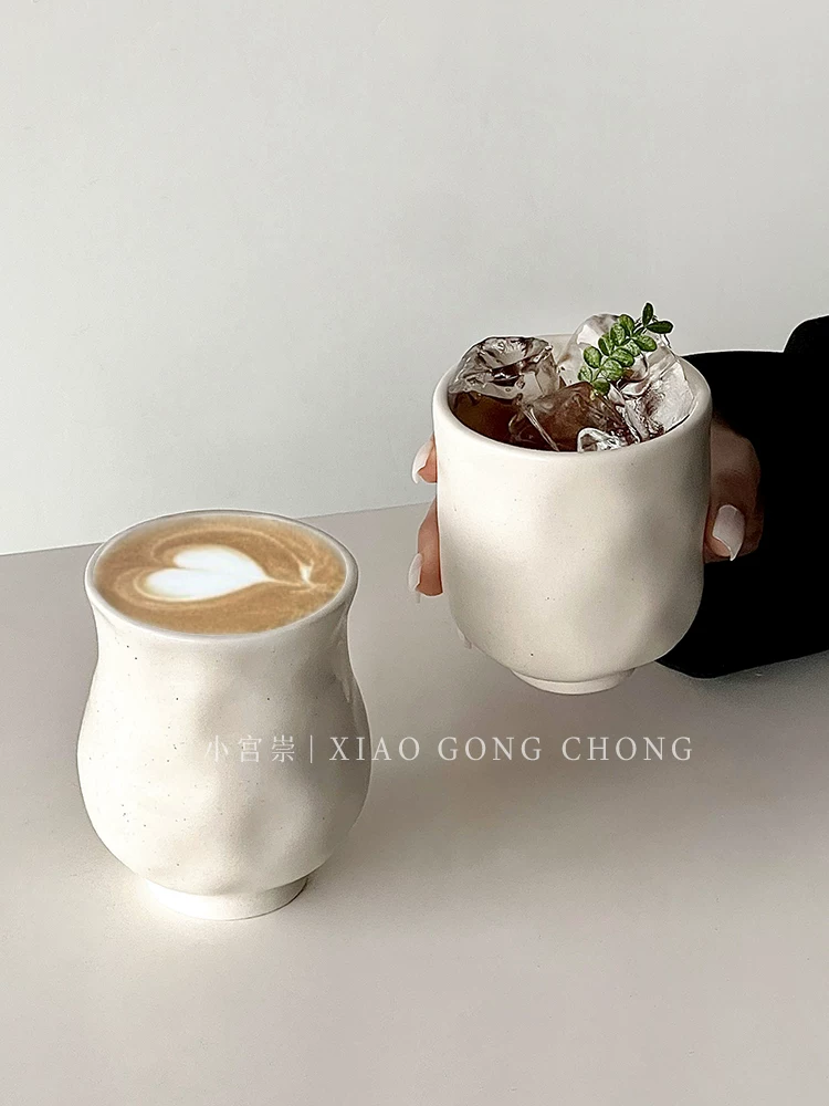 Tách cà phê gốm sứ trắng đơn giản, pha thủ công, kiểu dáng cổ điển, dùng cho trà chiều, tách tròn nhỏ, tách espresso latte