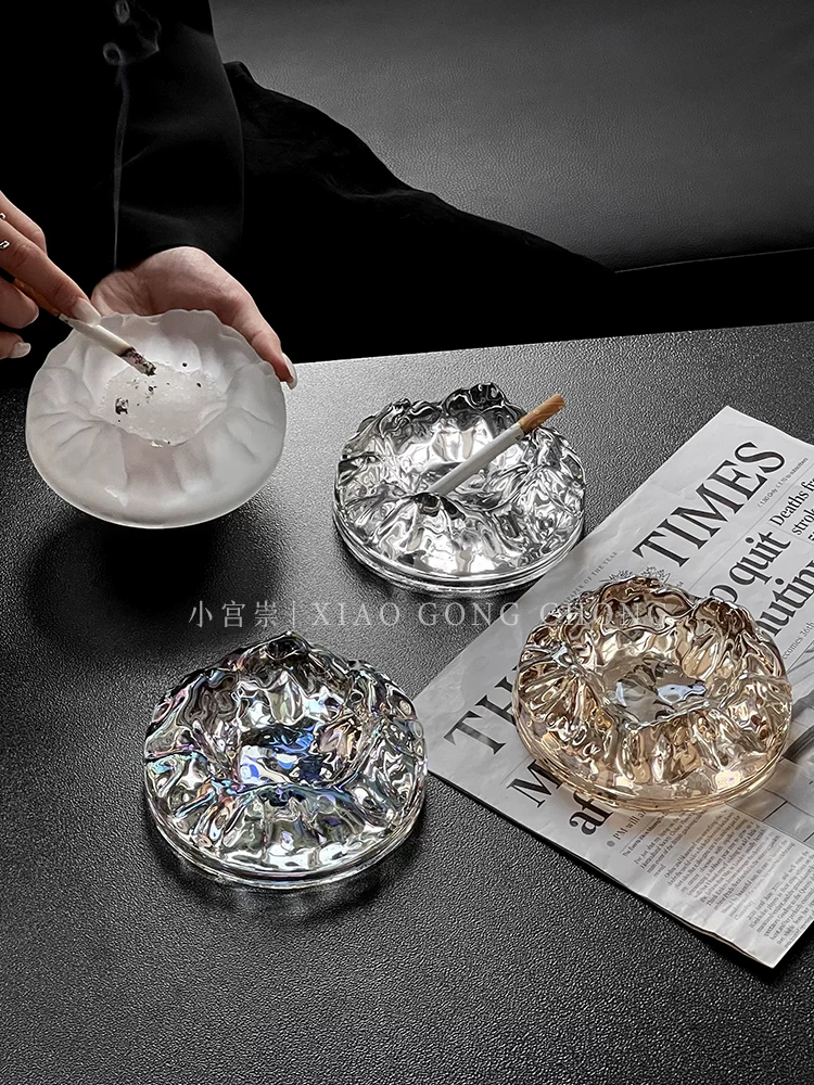 Gạt tàn thuốc phong cách Bắc Âu sang trọng nhẹ nhàng, trang trí nhà cửa, phòng khách, văn phòng, thiết kế sáng tạo, kiểu băng giá mờ, đồ trang trí thời thượng, giá để xì gà
