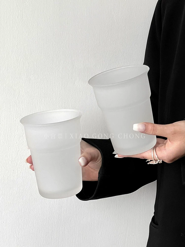 Ly thủy tinh có kết cấu mờ sáng tạo, ly cà phê Americano đá cao cấp, ly uống nước, ly bia, ly nước ép
