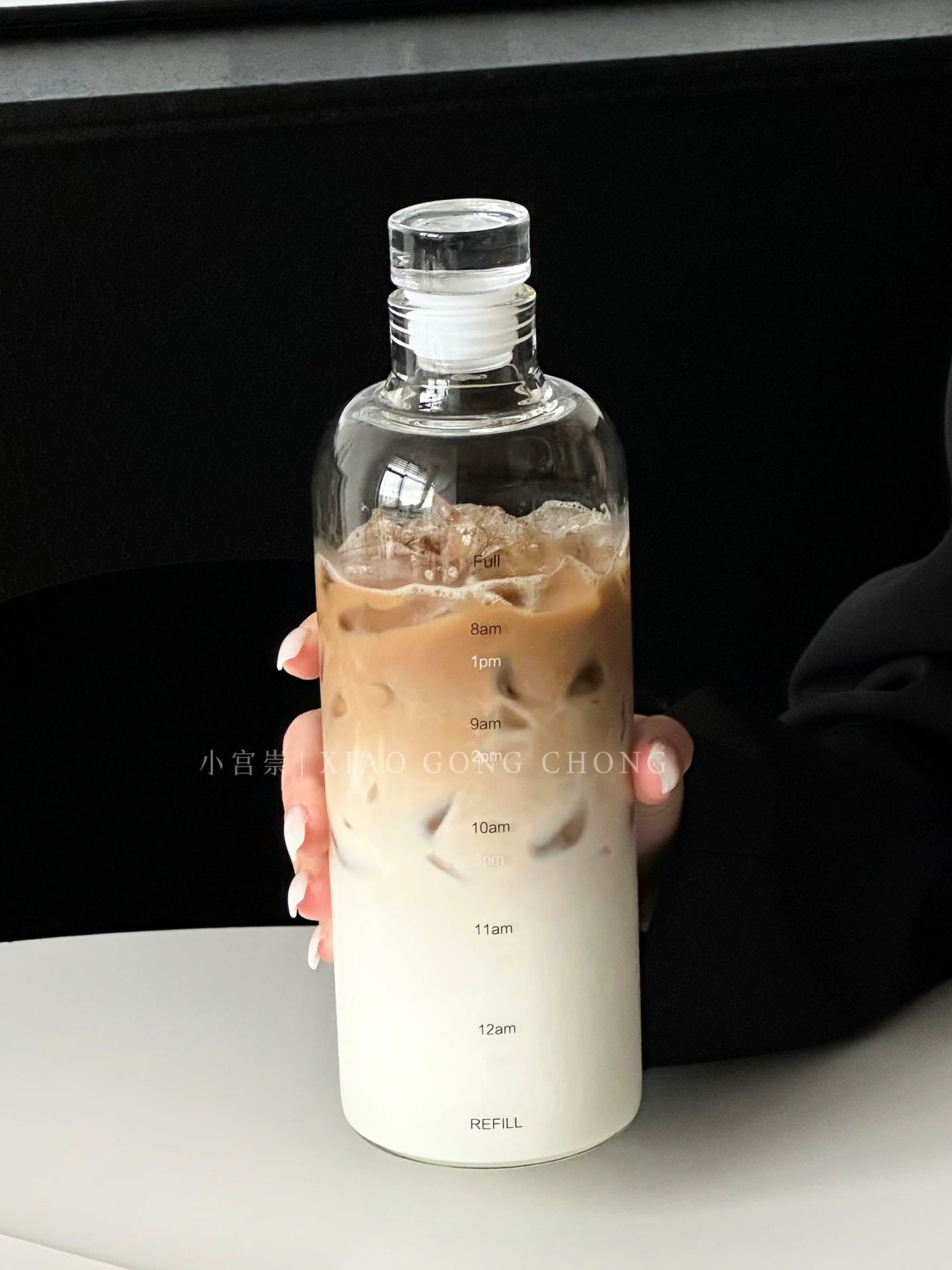 Ly thủy tinh kiểu Ins, cốc cà phê dung tích lớn di động làm bằng thủy tinh borosilicate cao cấp có nắp, cốc pha trà lạnh, cốc nước ép, bình nước.