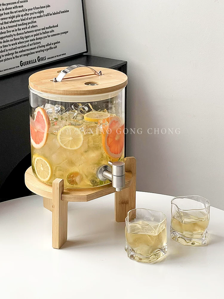 Thùng đựng nước ép tự phục vụ, thùng đựng đồ uống cola bia, bình nước lạnh bằng thủy tinh chịu nhiệt cao, thùng đựng rượu dung tích lớn, thùng đựng trà trái cây