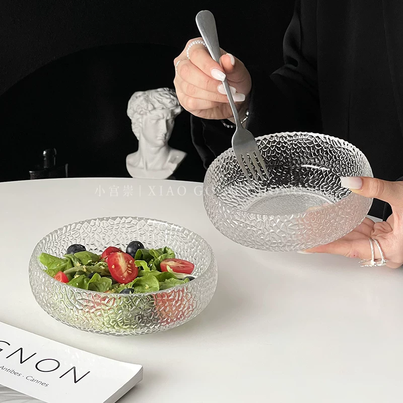 Nhật Bản Bát Thủy Tinh Bát Salad Trái Cây Hộ Gia Đình Cao Cấp Tròn Món Tráng Miệng Bát Kem Ngũ Cốc Bát Ăn Sáng