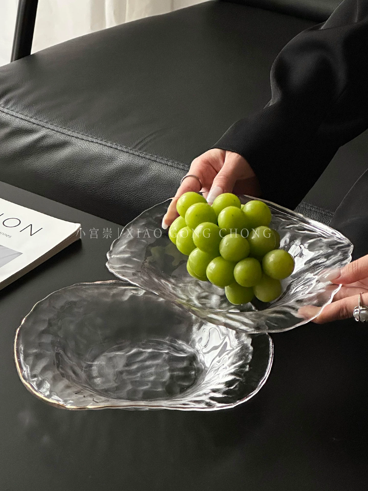 Đĩa trái cây thủy tinh cao cấp dùng trong nhà, bàn trà, bát salad rau quả nhẹ nhàng sang trọng, đĩa đựng hoa quả khô cao cấp, đĩa đựng kẹo, đồ ăn nhẹ.