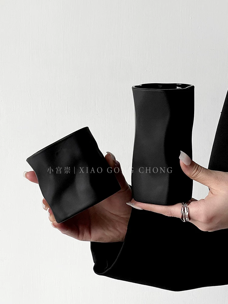 Ly thủy tinh đen mờ cao cấp, phong cách ins, cá tính độc đáo, ly nước gia dụng, ly đựng đồ uống cao cấp, ly nước ép.