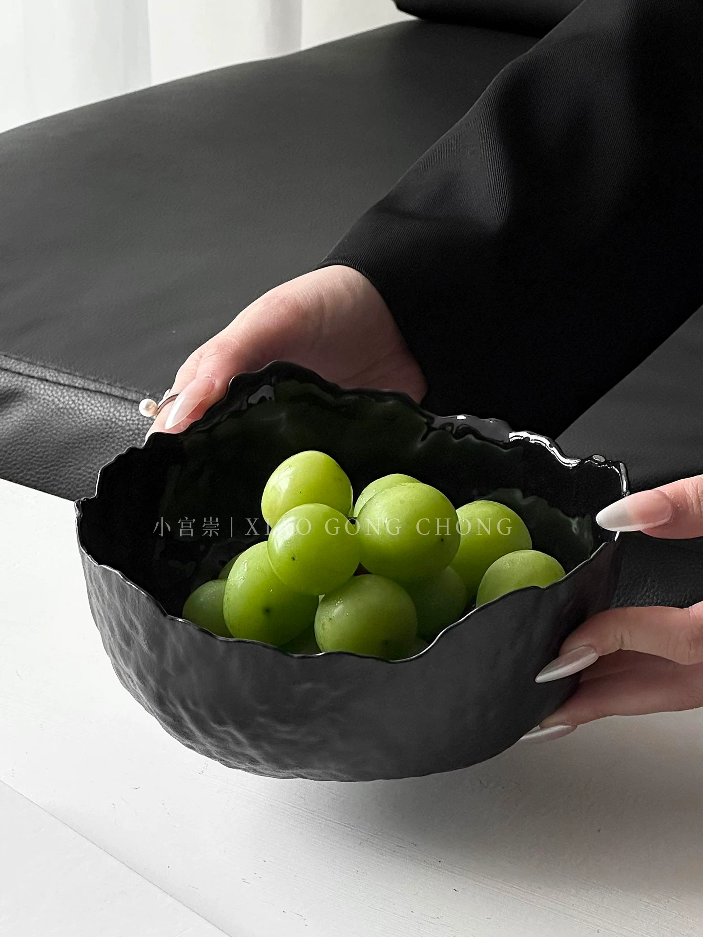 Bát trộn salad rau củ cao cấp màu đen mờ, bát thủy tinh để bàn cà phê phòng khách, đĩa trái cây, đĩa trưng bày hoa quả khô, đồ ăn nhẹ