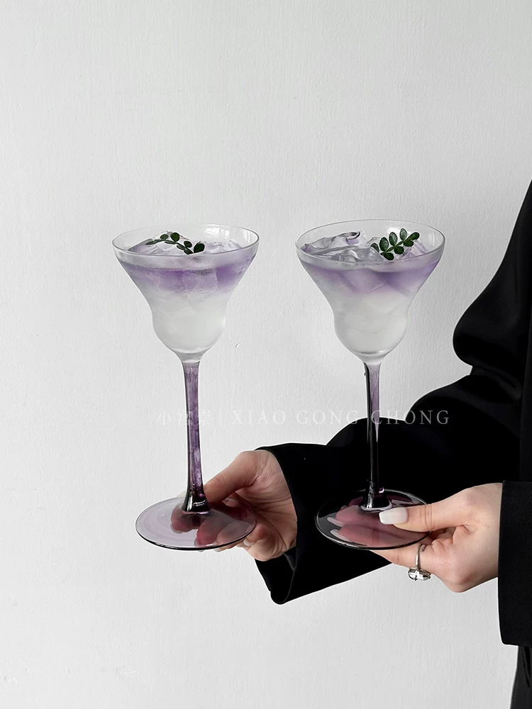 Ly rượu màu tím sáng tạo, ly cocktail kiểu dáng độc đáo, ly thủy tinh cao cấp, ly cocktail, ly nước ép, ly đồ uống