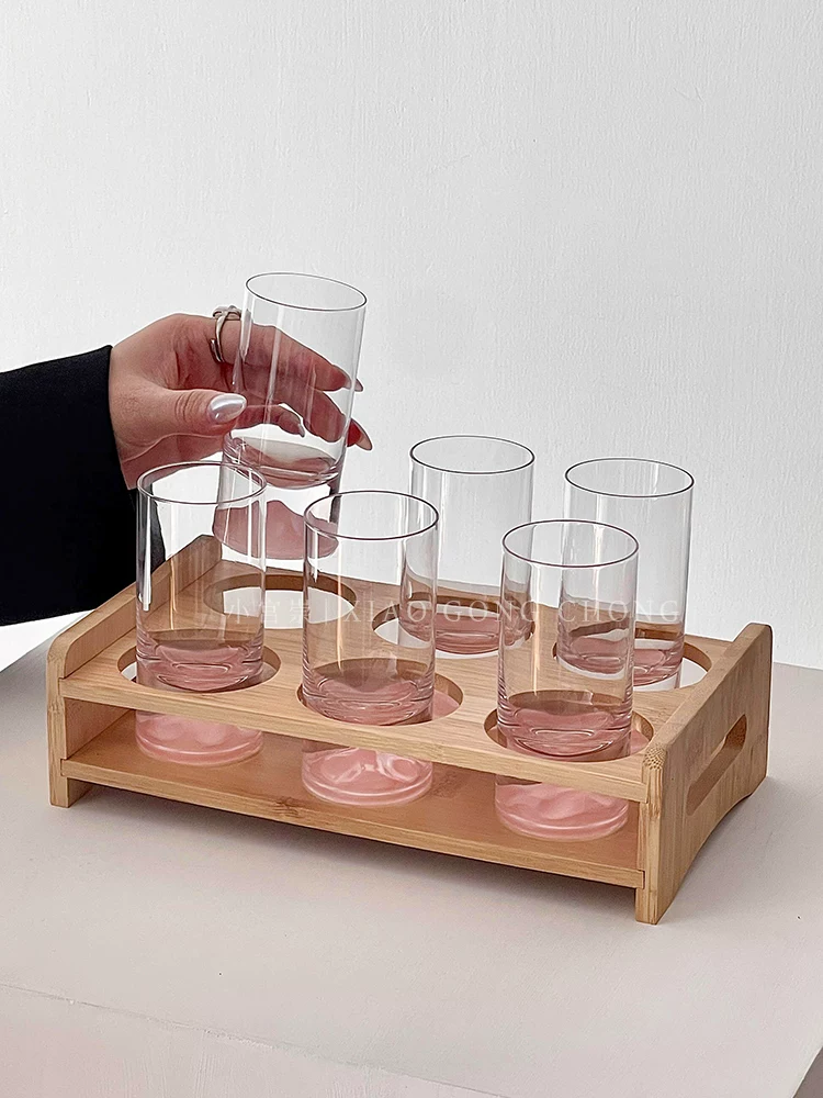 Bộ ly rượu vang trắng Pink Mountain Glass Bộ đồ uống gia dụng Ly rượu shot nhẹ sang trọng Cao cấp 0.1kg ly rượu nhỏ Ly rượu