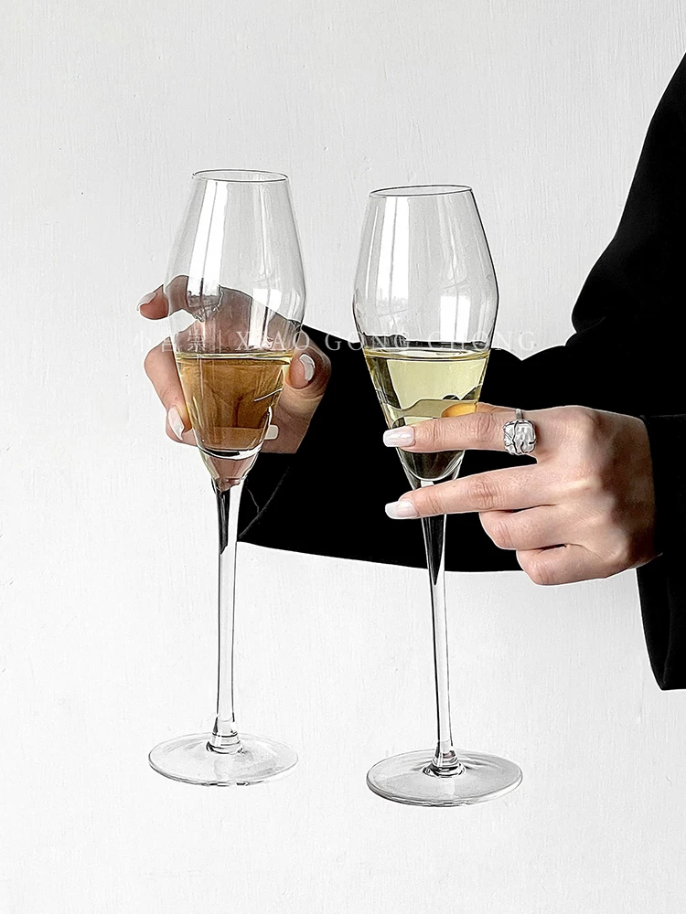 Bộ ly rượu sâm banh cao cấp dùng trong gia đình, ly rượu vang có ga, một cặp ly pha lê, ly cocktail sáng tạo