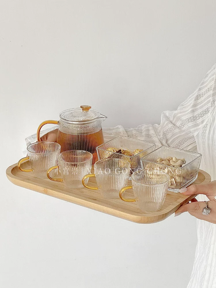 Bộ trà Trung Quốc dùng trong gia đình, tách trà thủy tinh, ấm trà chịu nhiệt độ cao, tách trà nước, trà chiều, tách trà hoa giữ sức khỏe