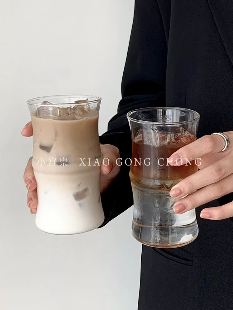 Ly thủy tinh tre borosilicat cao cấp, phong cách ins, chịu nhiệt cao, ly cà phê latte, ly sữa, ly nước ép, ly nước giải khát, ly nước