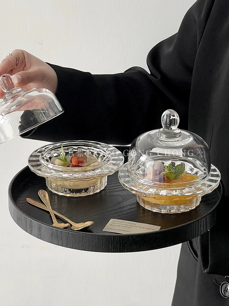 Cốc đựng chim sơn thù kiểu châu Âu có nắp dùng trong gia đình, bát đựng tráng miệng trái cây cao cấp, bát đựng nước đường và nấm trắng phong cách sáng tạo, bát súp.