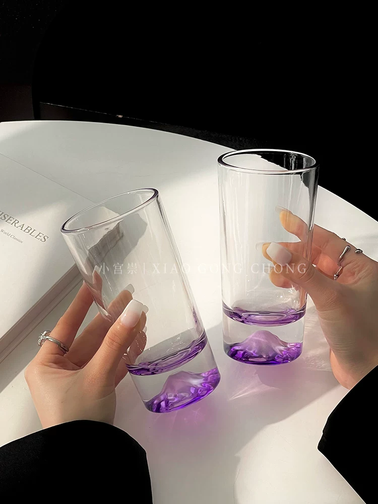 Ly núi Phú Sĩ màu tím thiết kế độc đáo, ly núi phong cách Instagram, ly núi tuyết cao cấp, ly rượu whisky thủy tinh