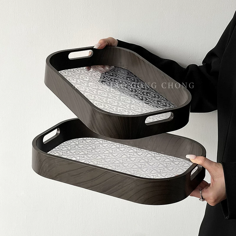 Bộ trà hoa mẫu đơn kiểu cổ điển Trung Hoa, khay trà, tách trà, cốc nước, khay đựng, khay trà gia dụng, khay đựng đồ ăn nhẹ, khay đựng trái cây